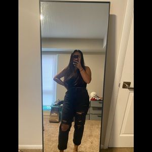 AE COMFORT WAIST BLACK MOM JEANS